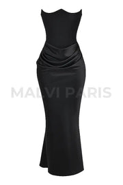 Persephone Black Strapless Corset Maxi Dress - Black Dresses