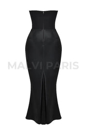 Persephone Black Strapless Corset Maxi Dress - Black Dresses