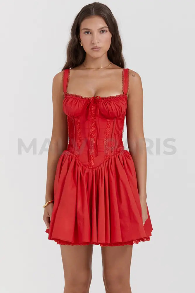 PIETRA CORSET MINI DRESS - Red MALVI PARIS