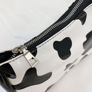 René Cow Print Shoulder  Bag - Black - MALVI PARIS