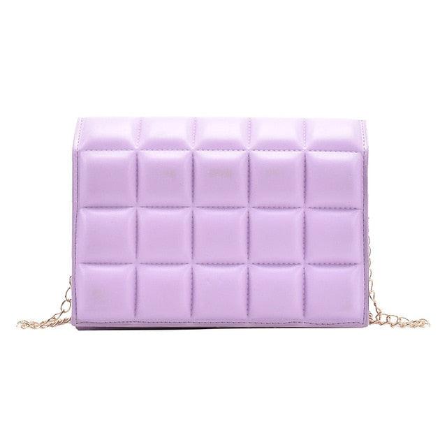 Kylie Chocolate handbag with gold chain -Black/Pink/White/Purple