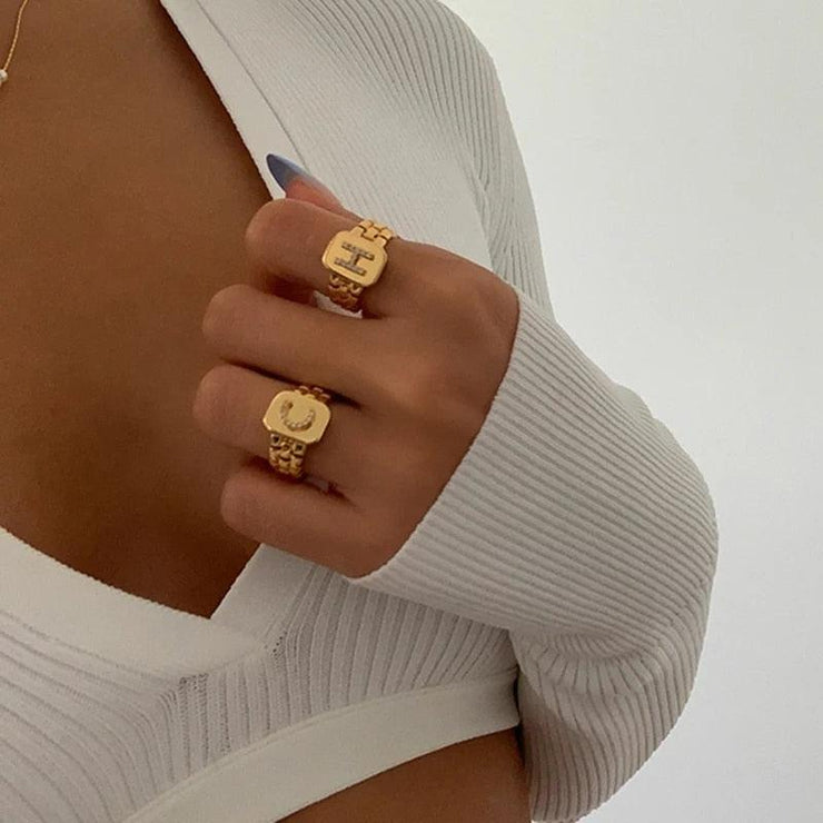 SAY MY NAME RING - Gold - MALVI PARIS