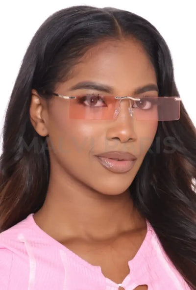 Rimless Stunner Sunglasses - pink - MALVI PARIS