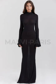 Sancha Black Knit Backless Maxi Dress - Black Dresses