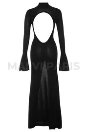 Sancha Black Knit Backless Maxi Dress - Black Dresses