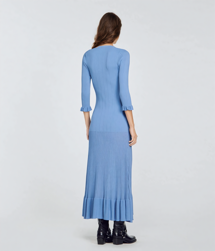 LONG KNITTED maxi dress - Blue