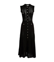 Lace-Detail Midi Dress - Black