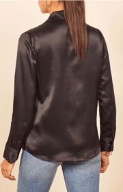 NOA  BLACK SATIN BLOUSE SHIRT - MALVI PARIS