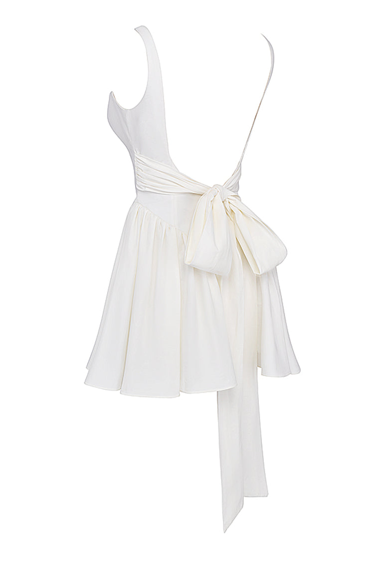 FLORIANNE BOW MINI DRESS - White