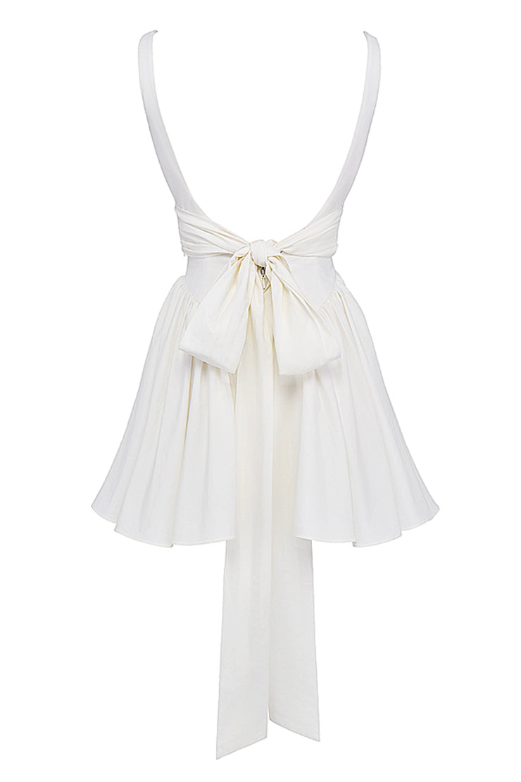 FLORIANNE BOW MINI DRESS - White
