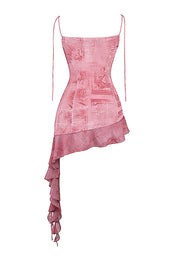 LYRAH PINK PRINT RUFFLE MINI DRESS - Pink