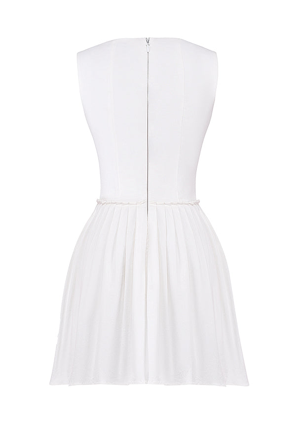 CUPID WHITE PLEATED MINI DRESS - White