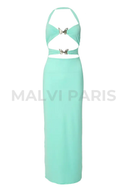 Seraphina Butterfly Cut-Out Maxi Dress -- Light Blue