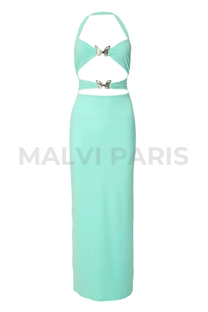 Seraphina Butterfly Cut-Out Maxi Dress -- Light Blue