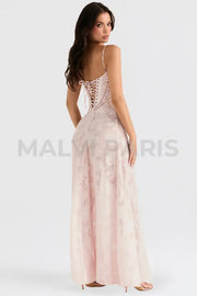 Seren Soft Pink Floral Lace Back Maxi Dress - Pink