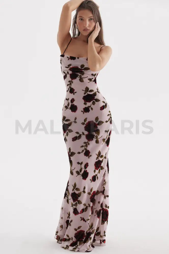 Serena Pink Devore Floral Maxi Dress - Light Pink Dresses