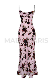 Serena Pink Devore Floral Maxi Dress - Light Pink Dresses