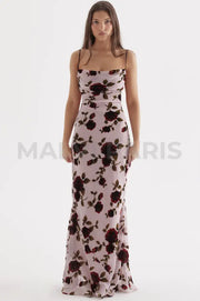 Serena Pink Devore Floral Maxi Dress - Light Pink Dresses