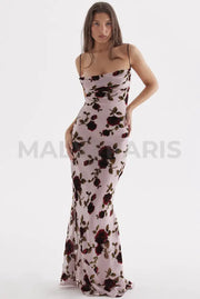 Serena Pink Devore Floral Maxi Dress - Light Pink Dresses