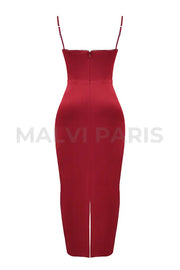 Stefania Ruby Corset Maxi Dress - Red