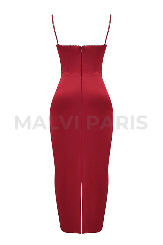 Stefania Ruby Corset Maxi Dress - Red