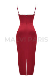 Stefania Ruby Corset Maxi Dress - Red