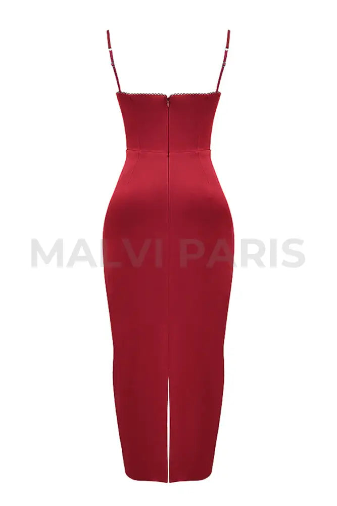 Stefania Ruby Corset Maxi Dress - Red