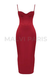 Stefania Ruby Corset Maxi Dress - Red