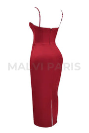 Stefania Ruby Corset Maxi Dress - Red