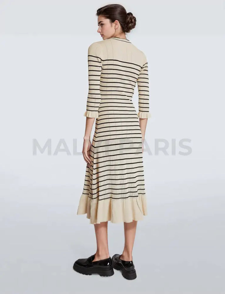 Striped Midi Dress - Beige Dresses