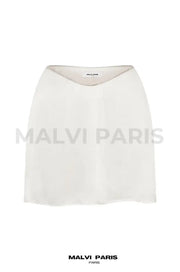 Talulah Rhinestone Diamante Embellished Satin Mini Flute Skirt - Snow White Xs / White Party Dress