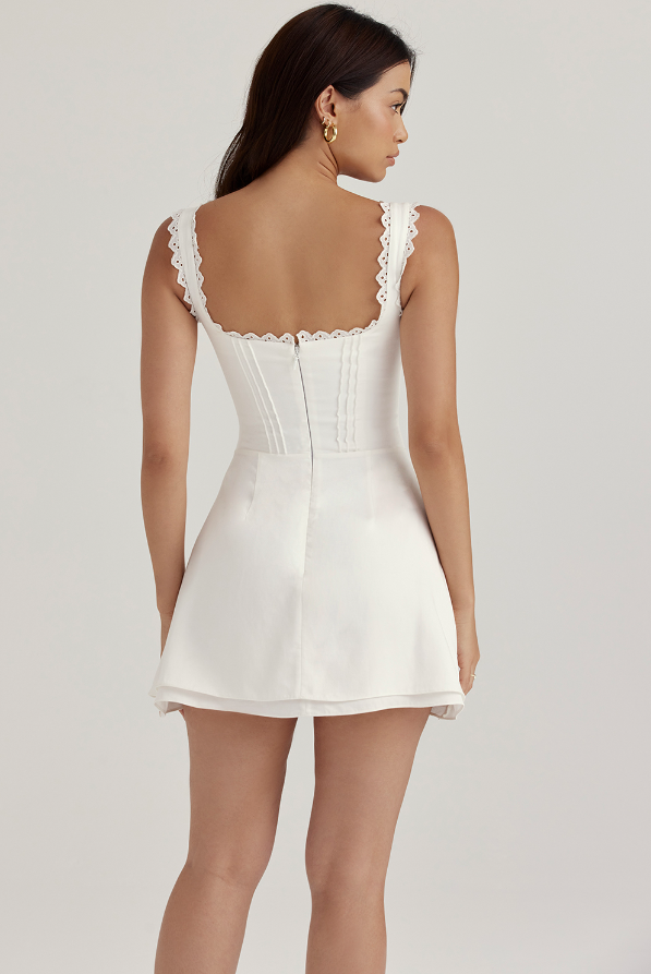 Tilly White Pin Tuck Mini Dress - White Dresses