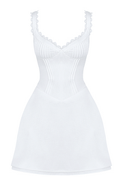 Tilly White Pin Tuck Mini Dress - White Dresses