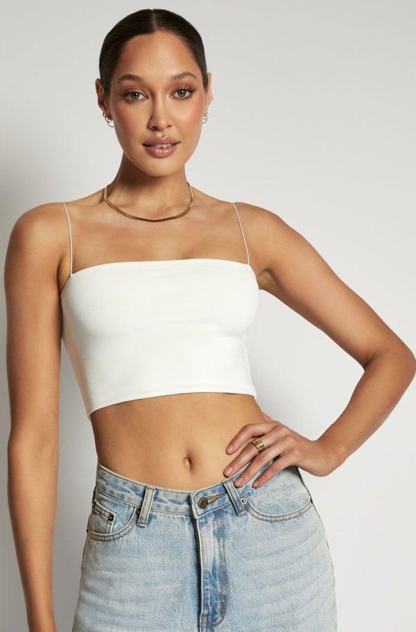 YVES Basic Crop Tank Top - White