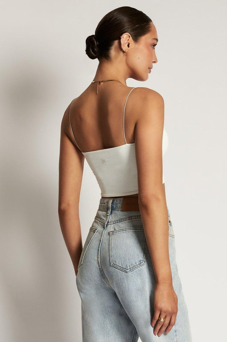 YVES Basic Crop Tank Top - White - MALVI PARIS