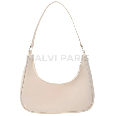 Trendy Flat Shoulder Bag - Beige - MALVI PARIS