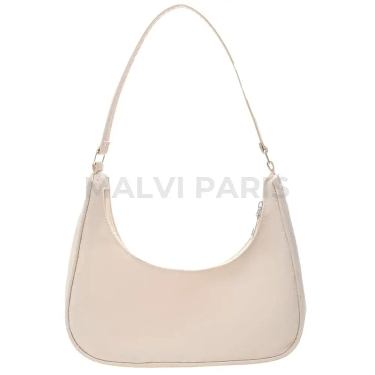 Trendy Flat Shoulder Bag - Beige - MALVI PARIS