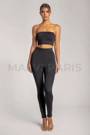 YVES Basic Crop Tank Top - Black - MALVI PARIS