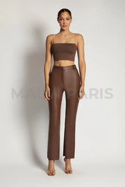 YVES Basic Crop Tank Top - Dark Brown - MALVI PARIS