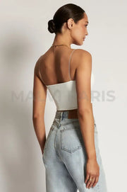 YVES Basic Crop Tank Top - White - MALVI PARIS