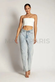 YVES Basic Crop Tank Top - White - MALVI PARIS