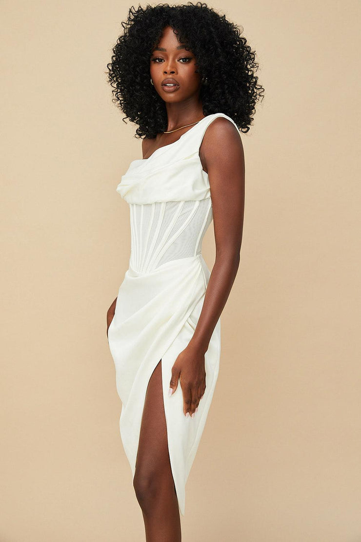 NARIN IVORY CORSET SLIP DRESS - White – MALVI PARIS