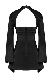 TOIRA BLACK DRAPED CORSET MINI DRESS - Black