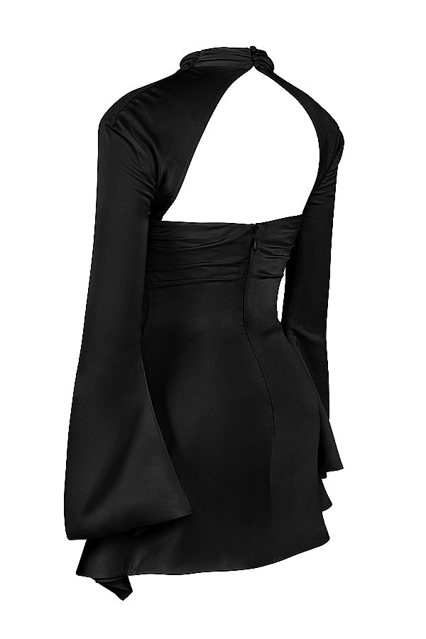 TOIRA ZWART GEDrapeerde mini-jurk met korset - Zwart