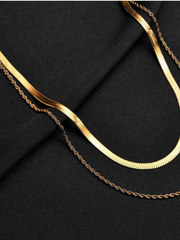 SNAKE DOUBLE CHAIN NECKLACE - Gold