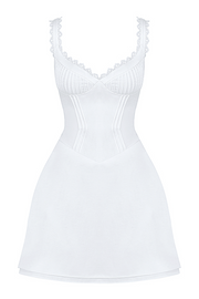 TILLY WHITE PIN TUCK MINI DRESS - White